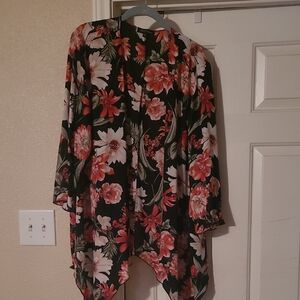 Slinky Brand Black and Pink Floral Jacket